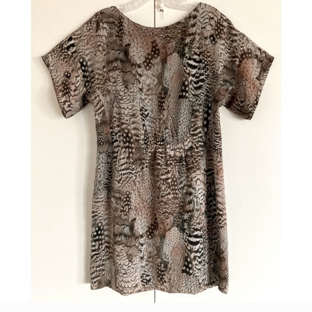 Rag & bone dalmeny Silk feather print dress